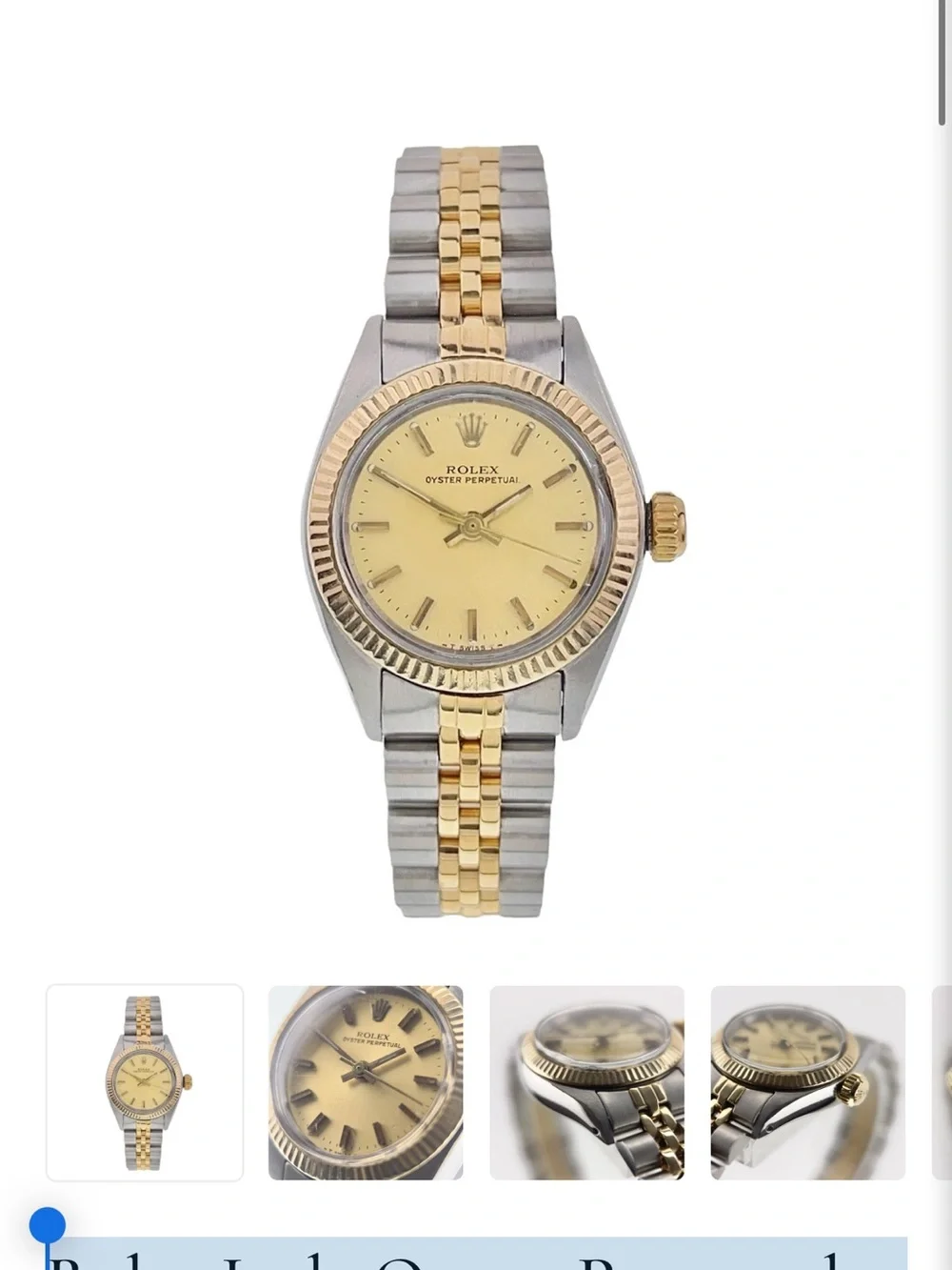Rolex Lady Oyster Perpetual Gold & Steel Champagne Dial 26mm Women's Watch 6719